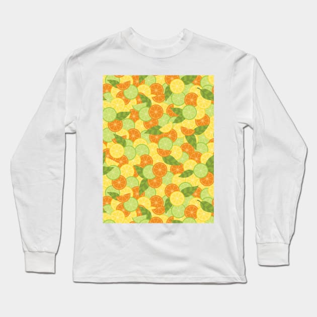 Citrus Splash Seamless Surface Pattern Design Long Sleeve T-Shirt by zarya_kiqo